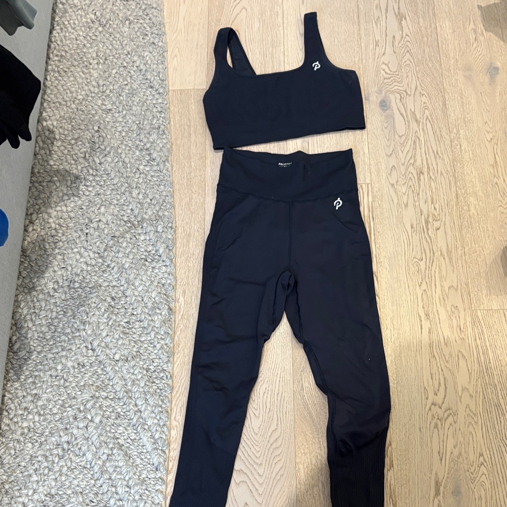 Peloton Black Sports Bra and Leggings Set